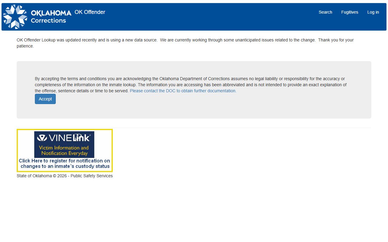 Oklahoma DOC offender lookup used with Rogers County criminal court records
