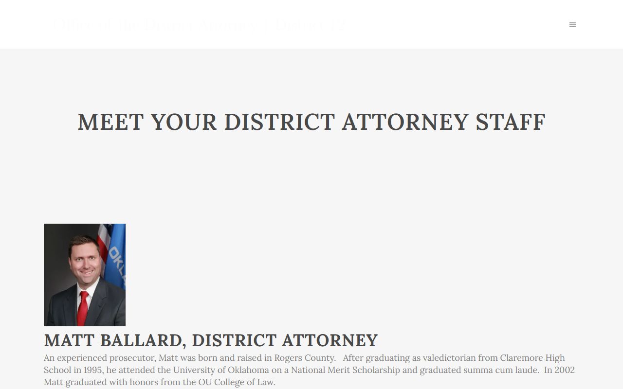 Rogers County District Court District 12 staff and prosecution page