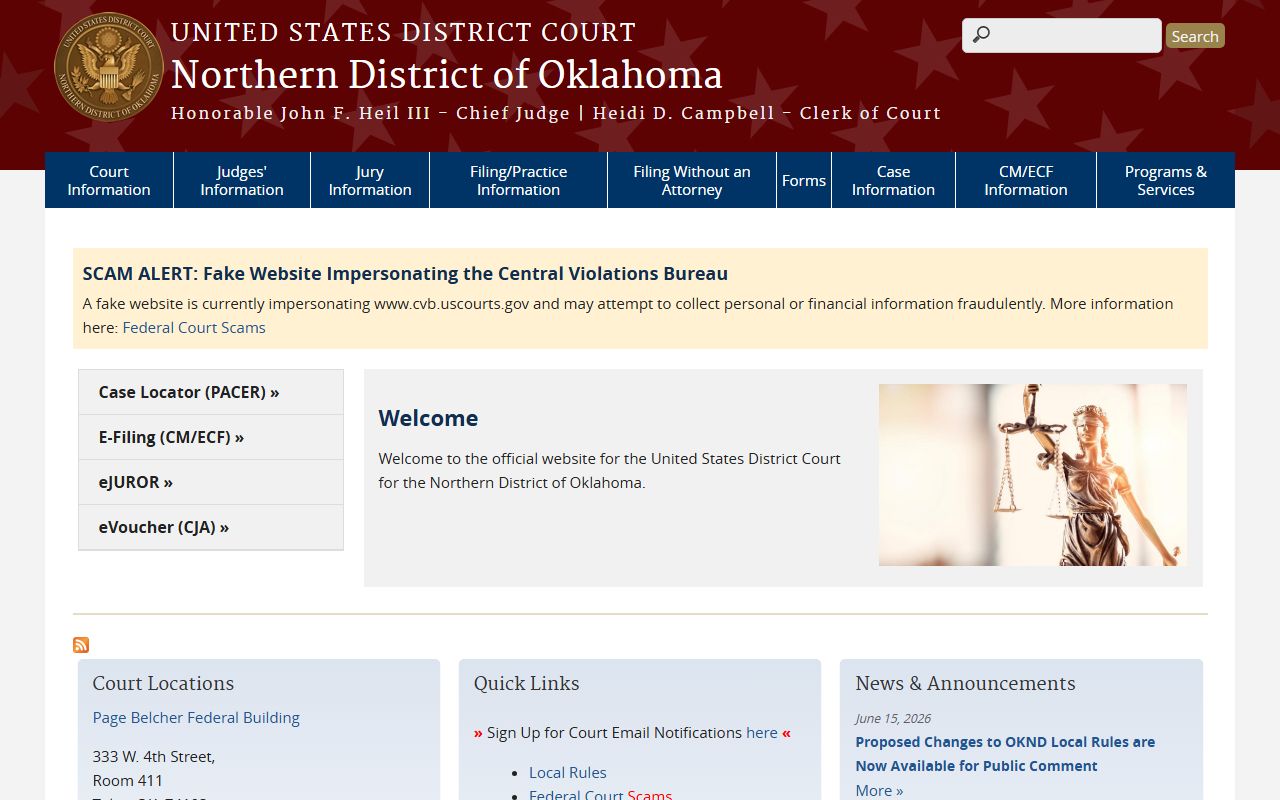 Rogers County District Court U.S. District Court Northern District of Oklahoma site