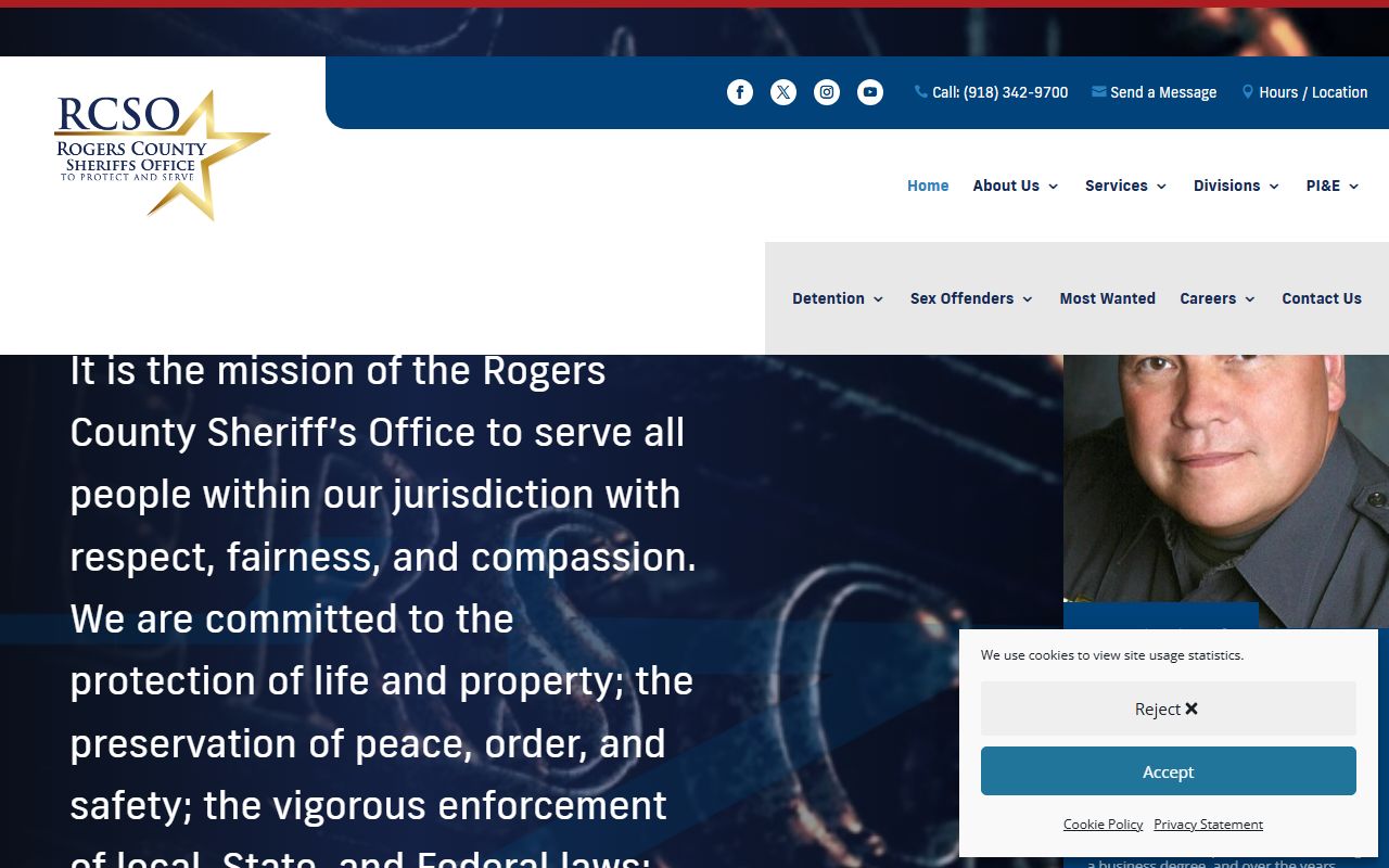 Rogers County Sheriff homepage linking jail and court records