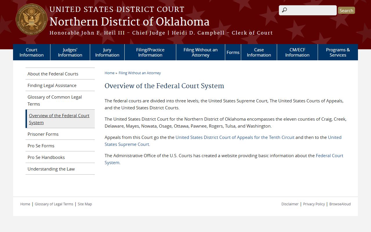Northern District of Oklahoma federal court overview for Rogers County court records