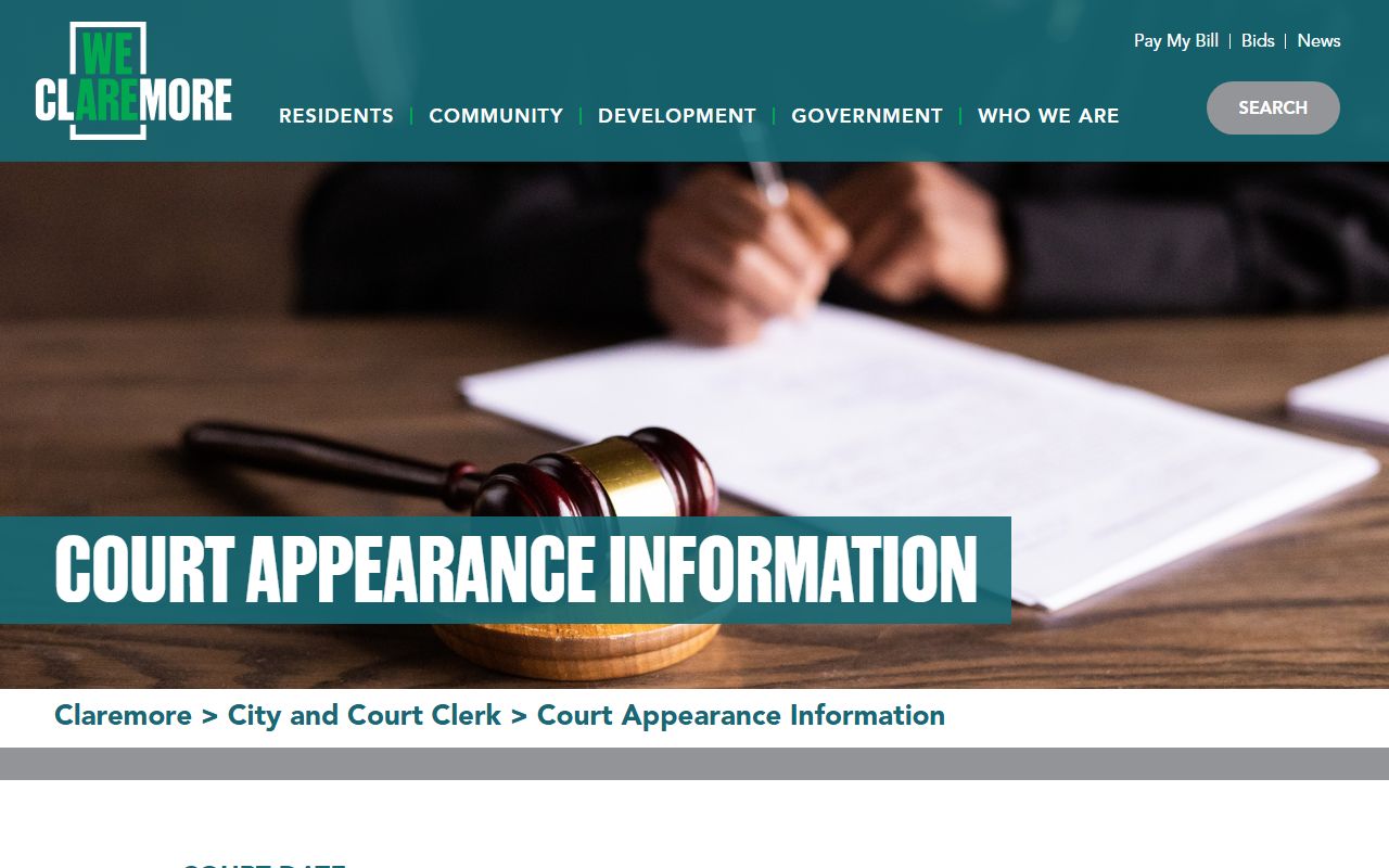 Rogers County traffic court records Claremore court appearance information
