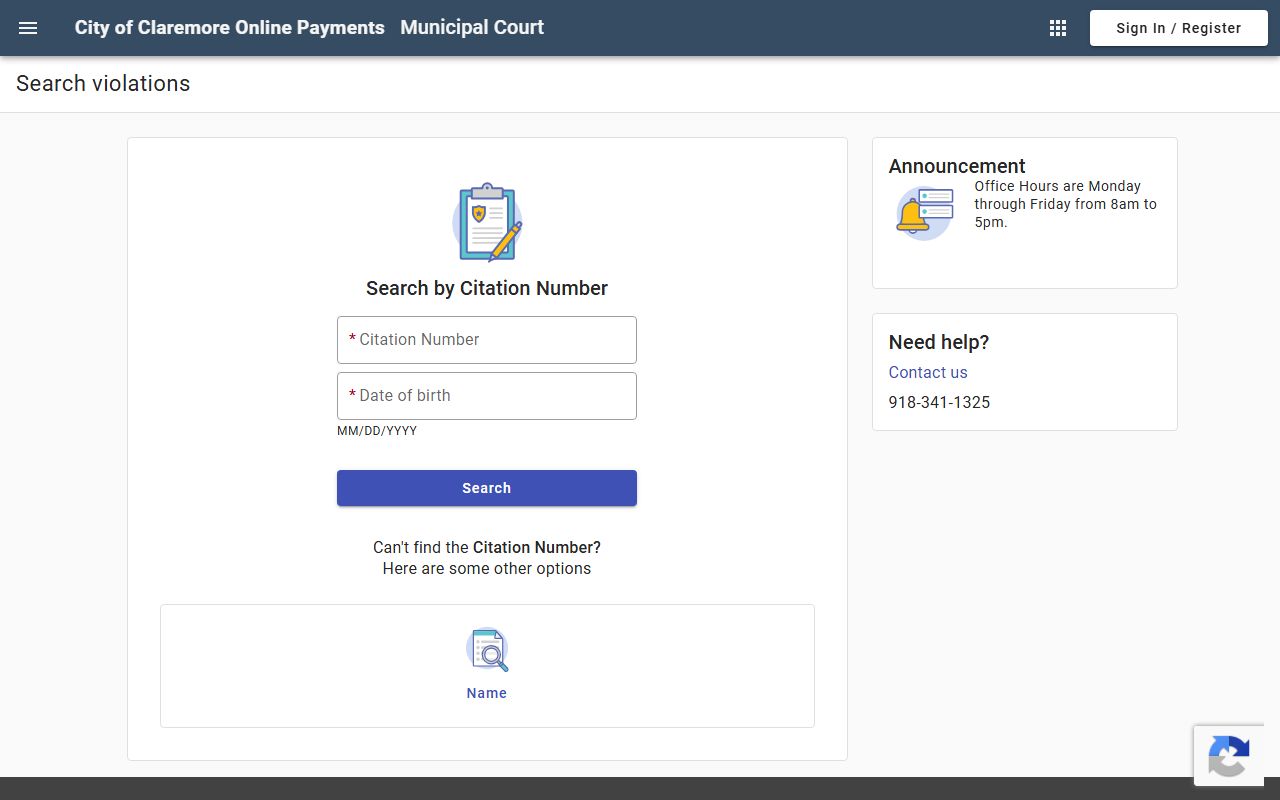 Rogers County traffic court records Claremore Municipal Online Payments citation search